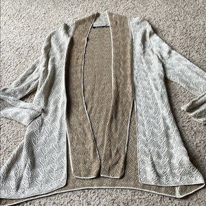 Nic + Zoe silk blend Cream and Tan cardigan size XL